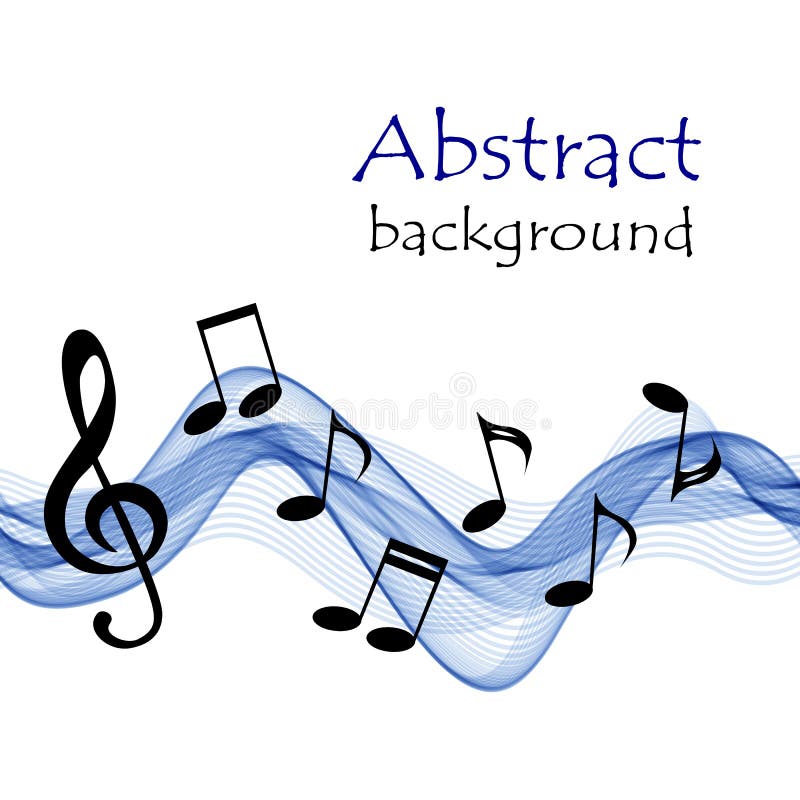 Musical Background with Notes and Treble Clef on an Abstract Blue Stave  Stock Illustration - Illustration of motion, ribbon: 112062006