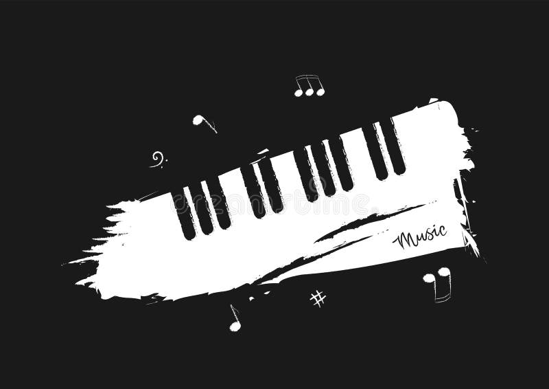 piano keys drawings black white