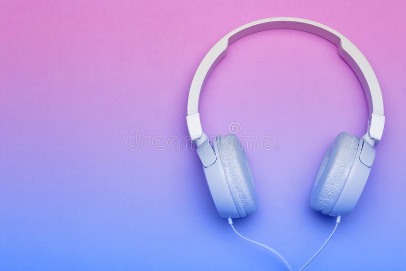 Musical Headphones on a Colored Blue and Pink Background. Aesthetics Retro  80s and Minimal Concept Stock Photo - Image of electronic, concept:  166764036