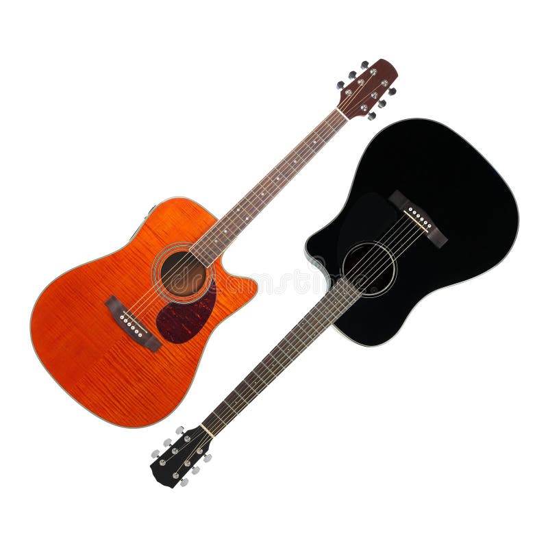 Musical instrument - Black and orange cutaway acoustic guitar royalty free stock photos