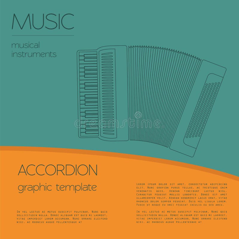 Musical Instruments Graphic Template. Accordion Stock Vector Illustration of harmonic