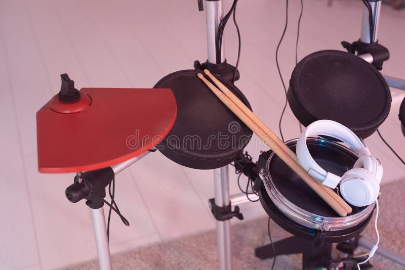 Musical Instruments, Hobby and Music Concept Close Up of Electronic