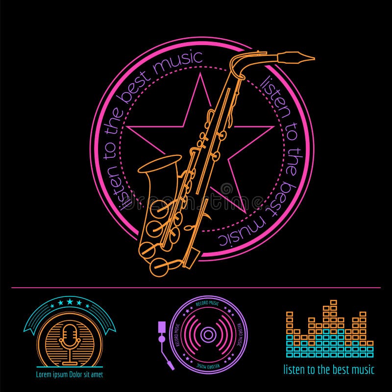 Musical Instruments Logos and Badges. Graphic Template Stock Vector