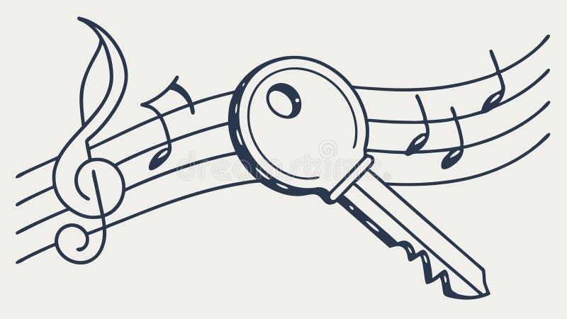 Musical Key with Notes. Harmony, creativity and unlocking melodies, vector design Generative AI royalty free illustration