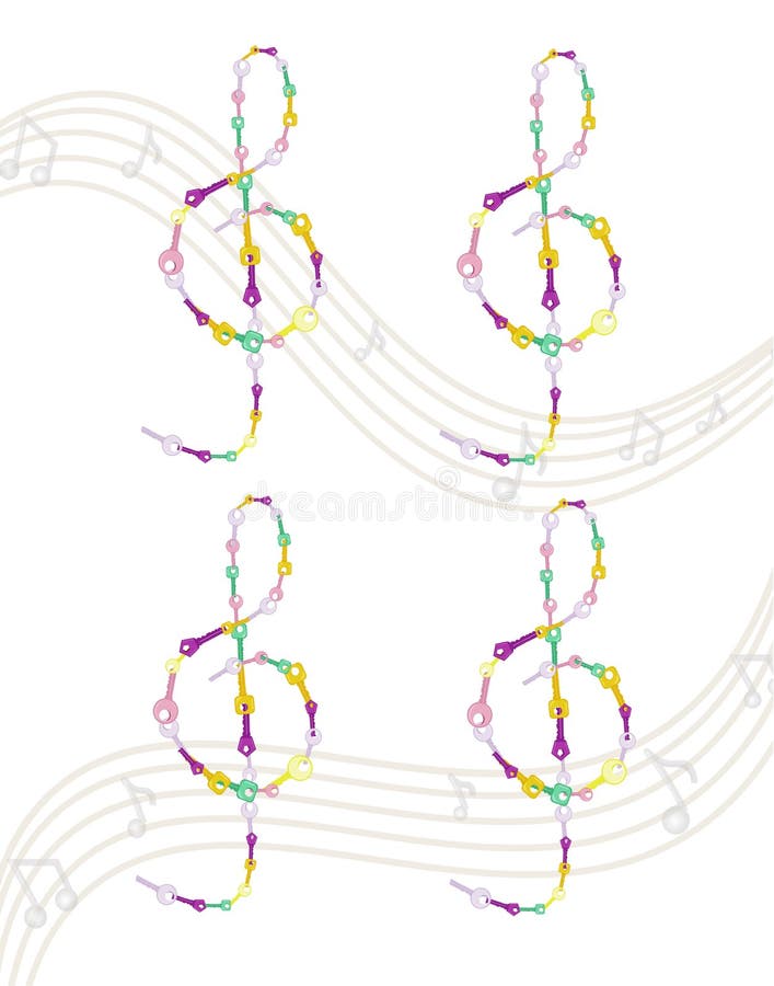 Musical Key Vector Colorful Notes Symbol Illustration Stock Vector