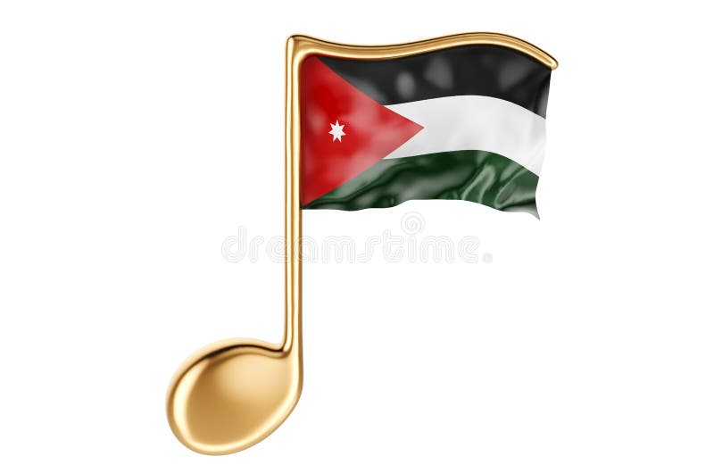 Musical Note with Jordanian Flag. Music in Jordan, Concept Stock