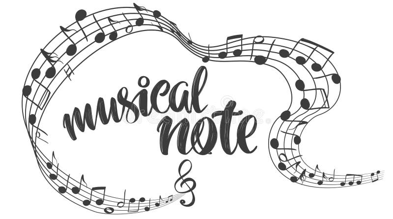Musical notes icon, love music, calligraphy text hand drawn vector illustration sketch royalty free illustration