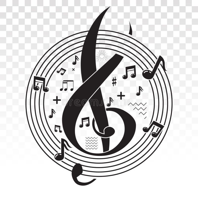 Musical Scale Symbol or Musical Notes on a Transparent Background Stock