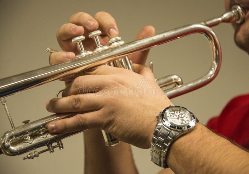 Trumpet hands stock photo. Image of player, instrument 107269266
