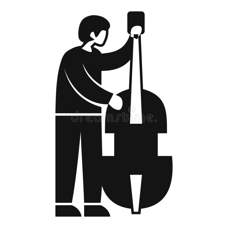 Musician holding contrabass in studio recording session stock illustration