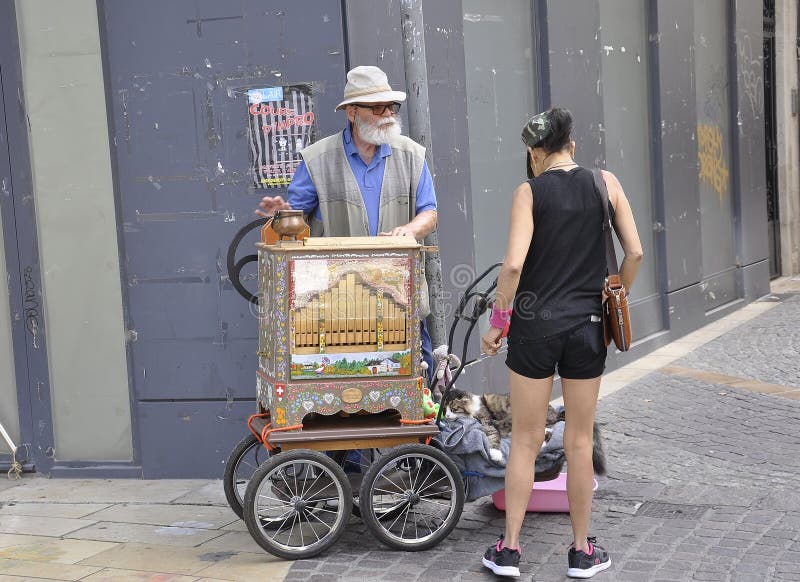 Avignon, 10th September: Man with Barrel Organ from Place Du Change ...