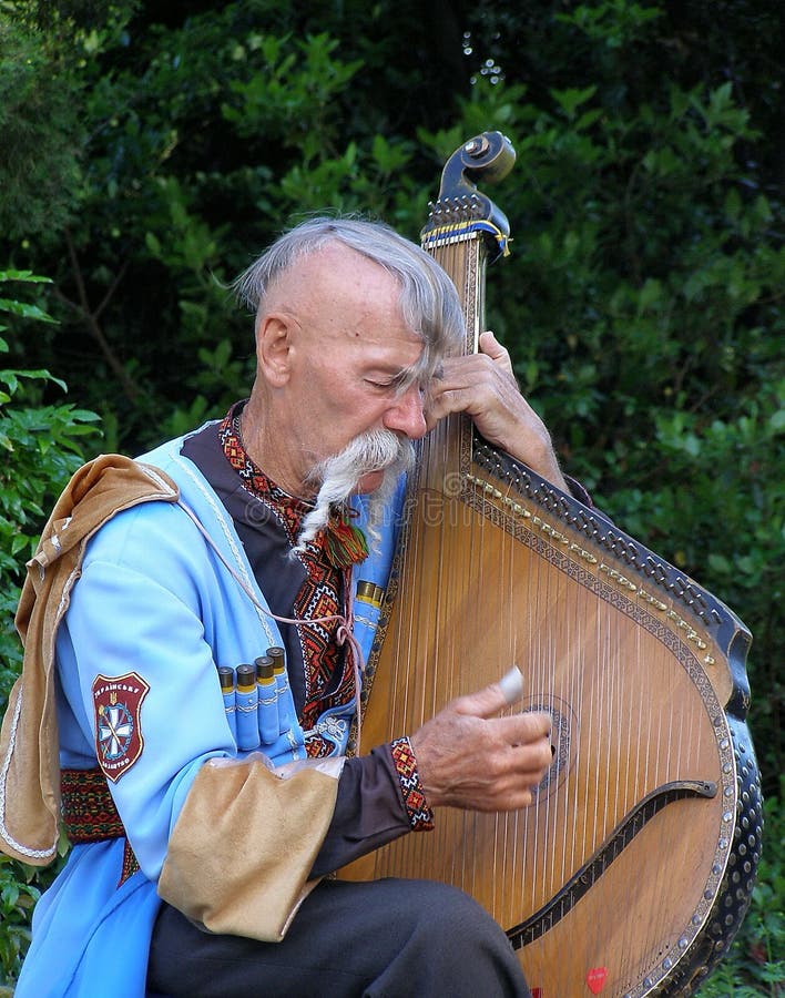 Musician playing the bandura