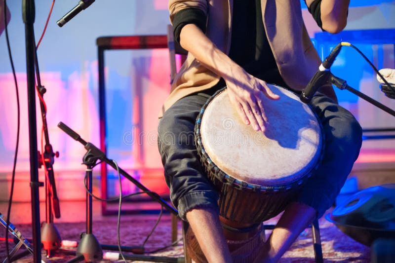 Musician Playing Djembe Drum Stock Photo Image of play, folklore