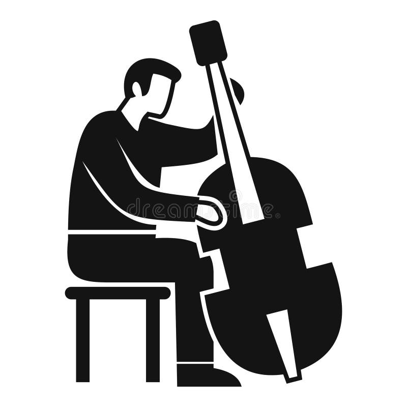Musician playing double bass while sitting on stool royalty free illustration