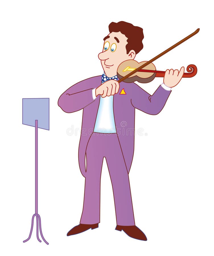 Musician playing a violin stock illustration
