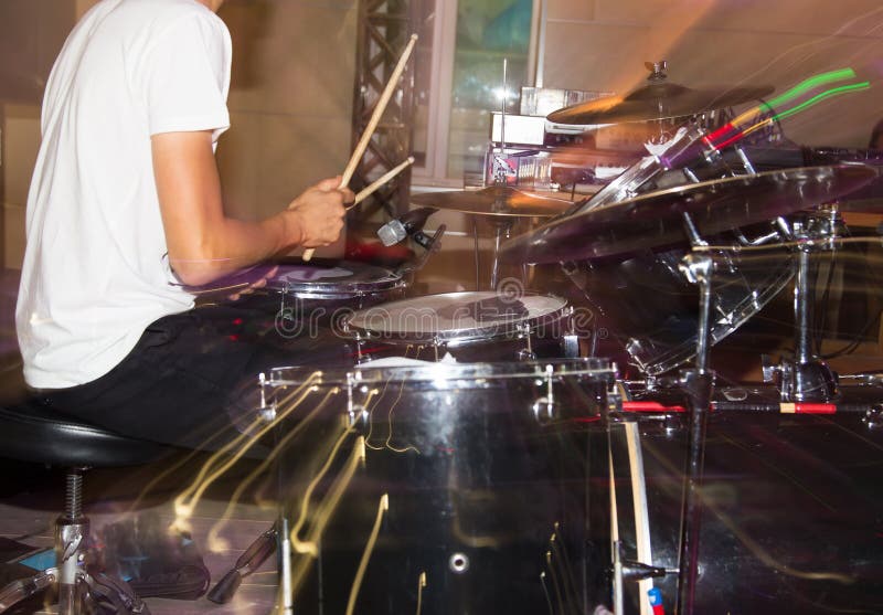 Musician Plays Drums in a Rock Band Stock Photo Image of male, rock 94934572
