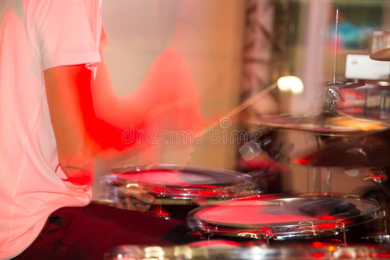 Musician Plays Drums in a Rock Band Stock Image Image of studio, male