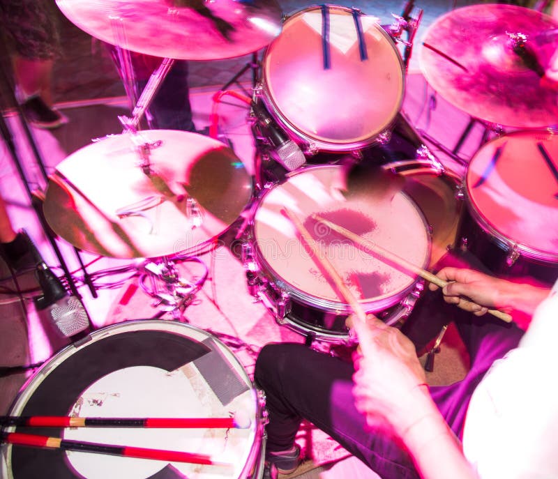 Musician Plays Drums in a Rock Band Stock Image Image of band, jazz