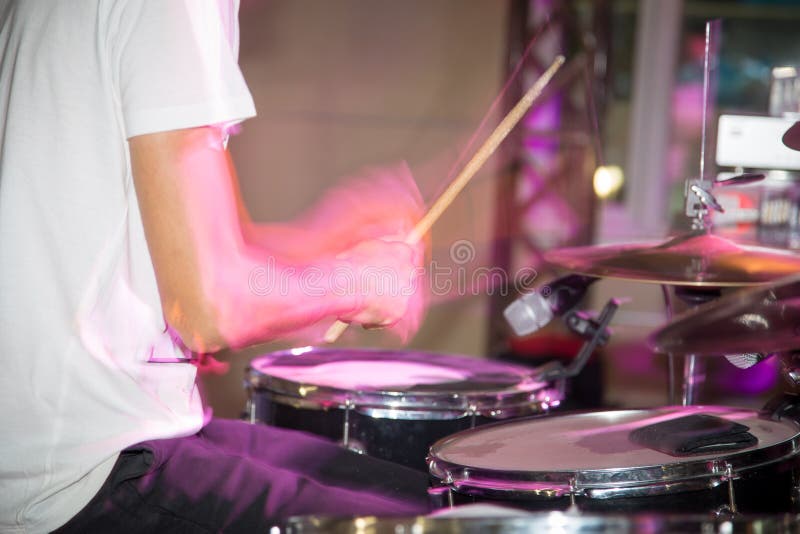 Musician Plays Drums in a Rock Band Stock Image Image of performer, musical 96101889