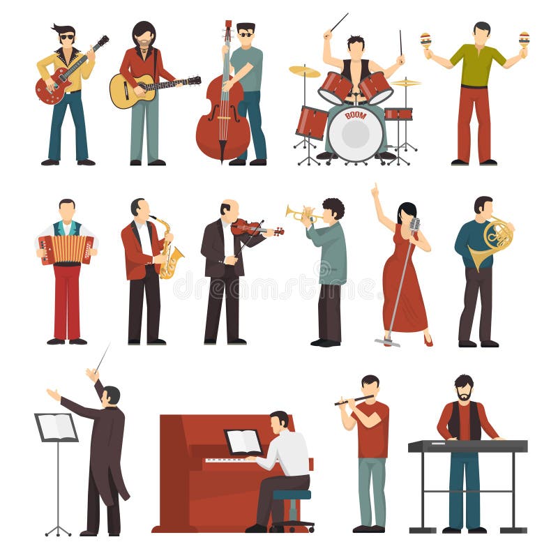 Musicians Color Icons Set stock illustration