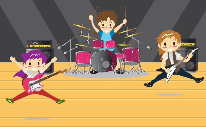 Musicians and Musical Instruments Rock band, music group with musicians concept of artistic people vector illustration. royalty free illustration Musicians and Musical Instruments Rock band, music group with musicians concept of artistic people vector illustration. royalty free illustration