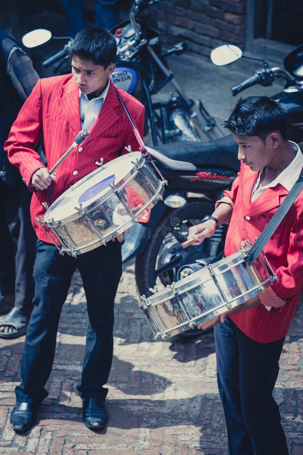 Musicians Playing during a Traditional Indian Wedding in Nepal
