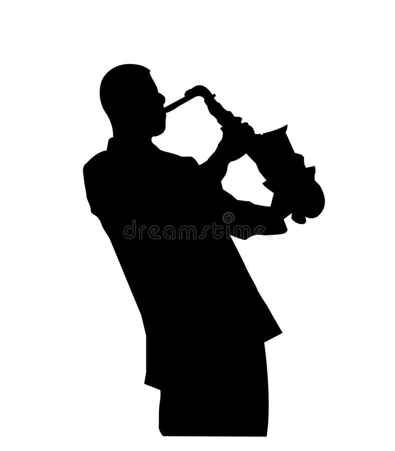 Musicista degli azzurri di jazz che gioca sax illustrazione vettoriale Musicista degli azzurri di jazz che gioca sax illustrazione vettoriale