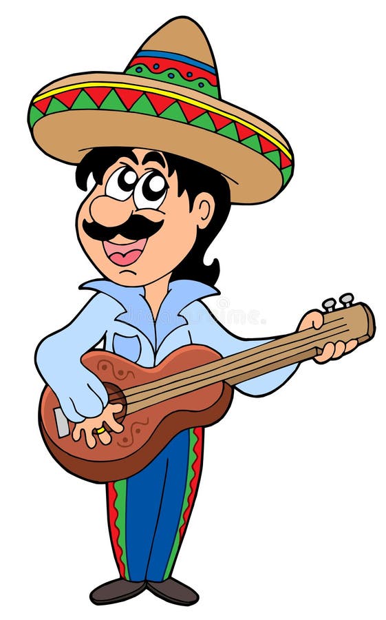 Mexican musician with guitar - vector illustration. Mexican musician with guitar - vector illustration.