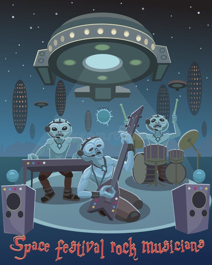 Musicisti della roccia di festival dello spazio illustrazione vettoriale Musicisti della roccia di festival dello spazio illustrazione vettoriale