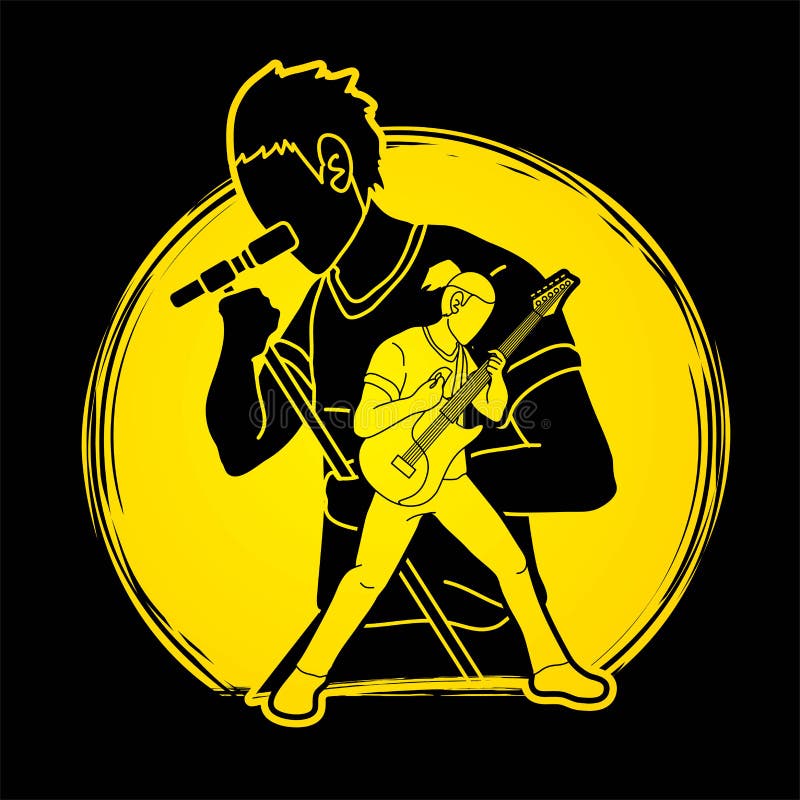 Musicus speelmuziek samen, Muziekband, Kunstenaar vector illustratie Musicus speelmuziek samen, Muziekband, Kunstenaar vector illustratie