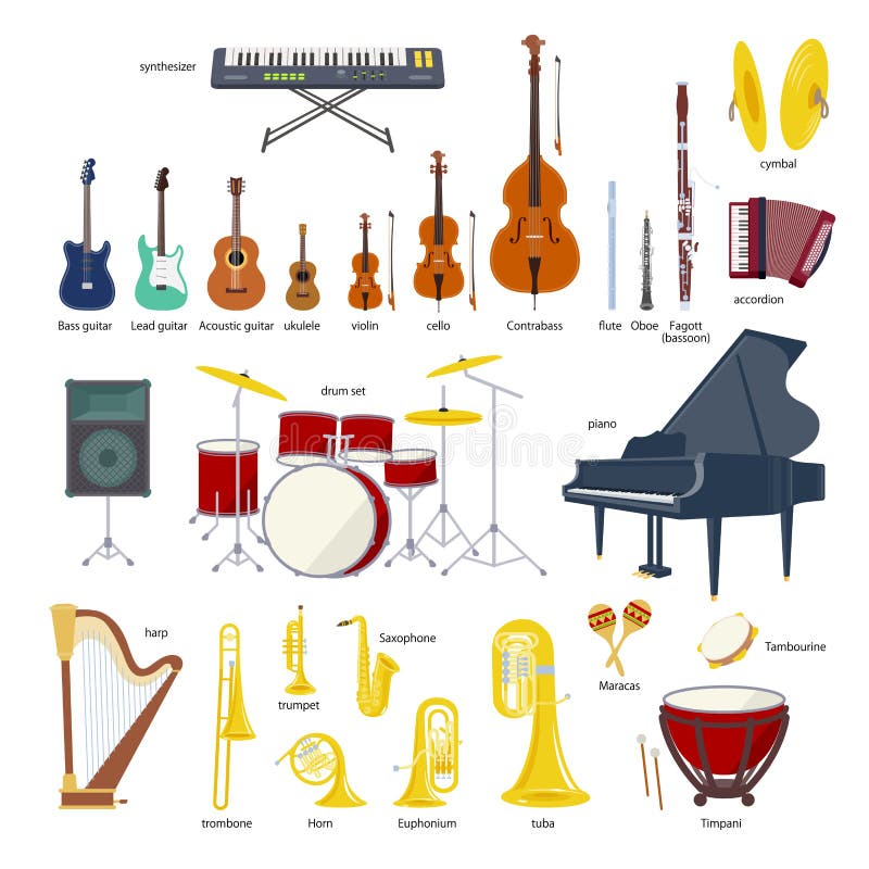 Musik-Instrumentvektorillustrationssatz vektor abbildung Musik-Instrumentvektorillustrationssatz vektor abbildung