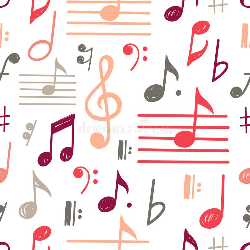 Musik merkt nahtloses Muster des Vektors lizenzfreie abbildung Musik merkt nahtloses Muster des Vektors lizenzfreie abbildung