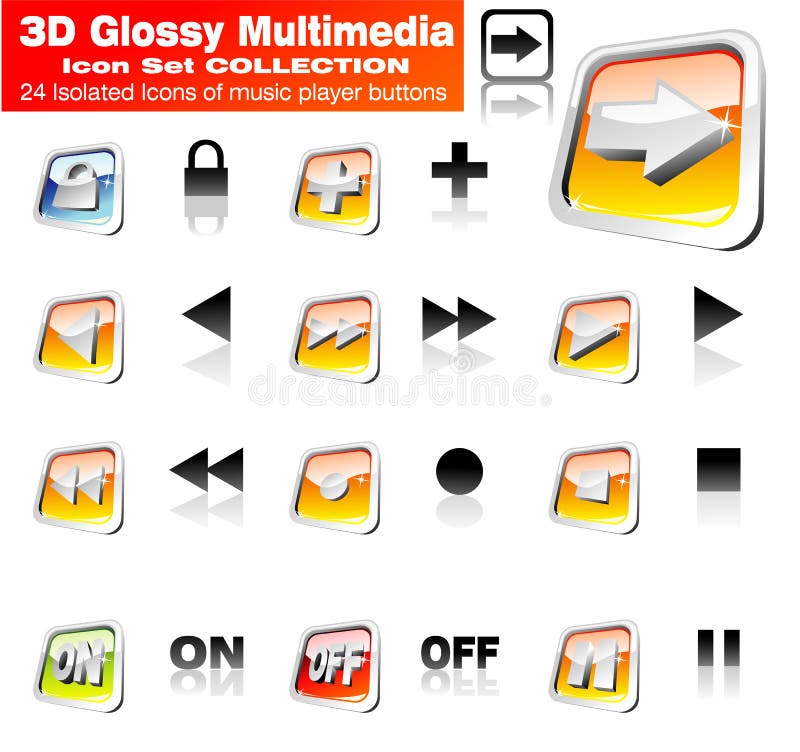 Musikplayer-Icon-Set stock abbildung