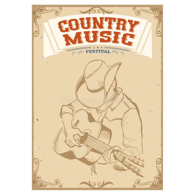 Musiker, der Gitarre spielt Countrymusik-Festivalhintergrund für te