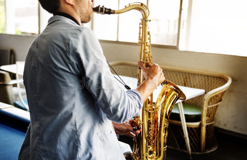Musiker Saxophone Jazz Artist Passion Concept Stockfoto Bild von