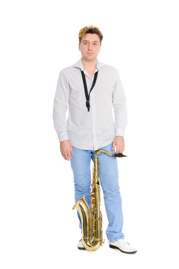 Musikersaxofonbarn arkivbilder