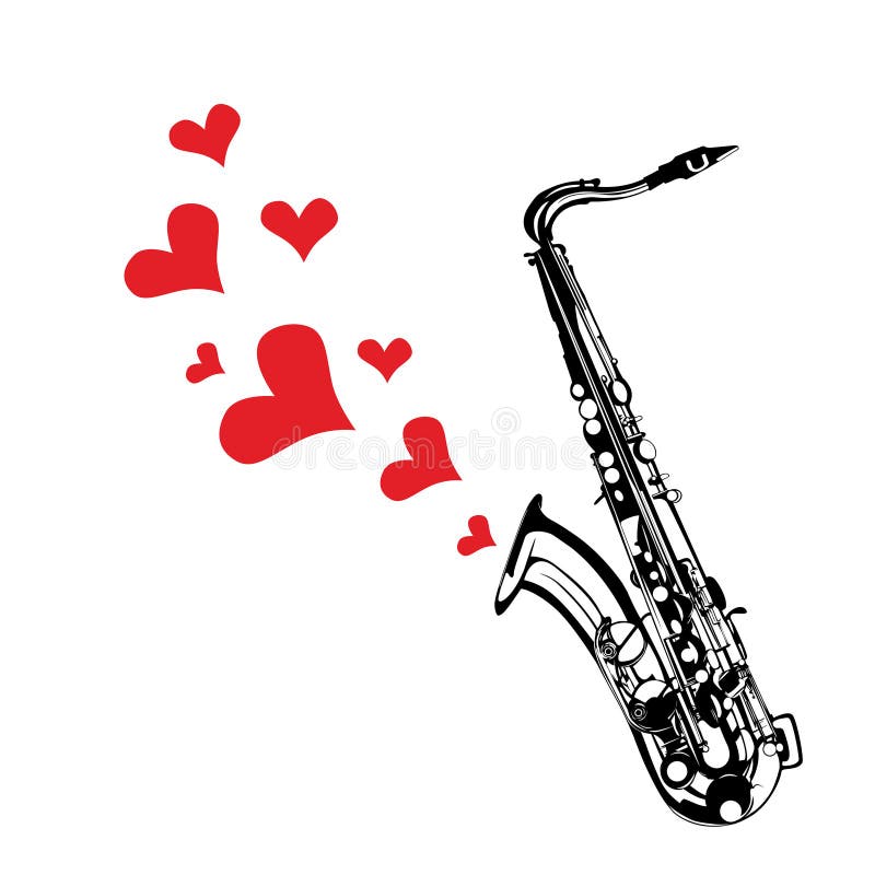 Musiksaxophonillustration, die ein Liebeslied spielt
