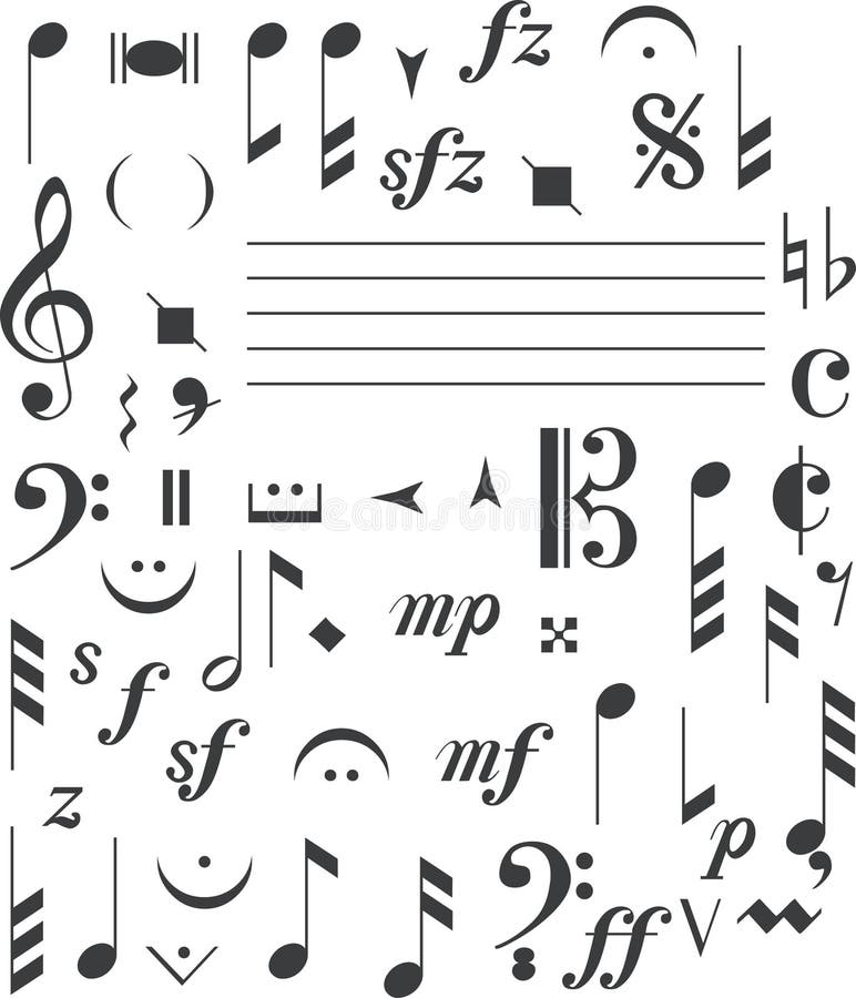 Musikzeichen Symbole Und Anmerkungen Vektor Abbildung Illustration Von Feld Druck 88623595