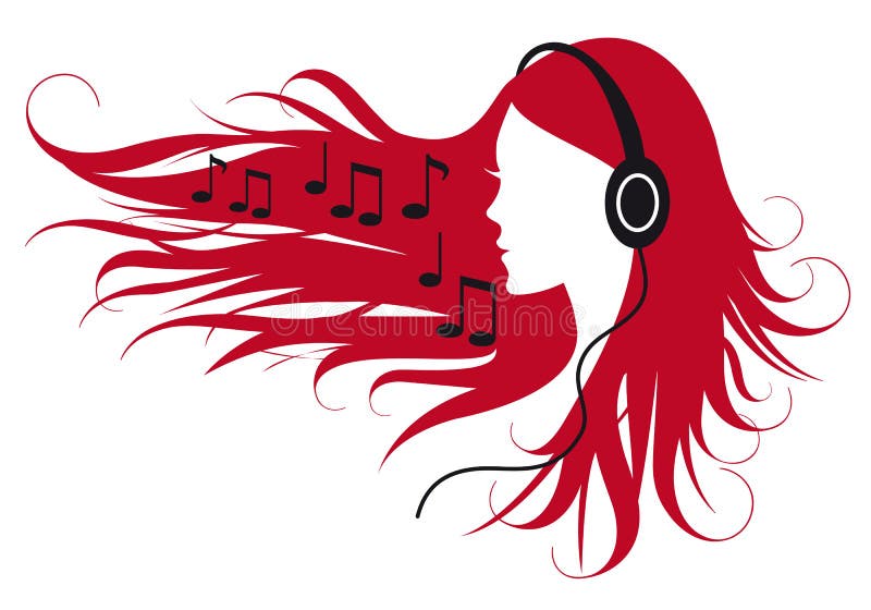 Musique de écoute de femme illustration de vecteur Musique de écoute de femme illustration de vecteur