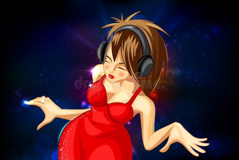 Musique de écoute de femme illustration de vecteur Musique de écoute de femme illustration de vecteur