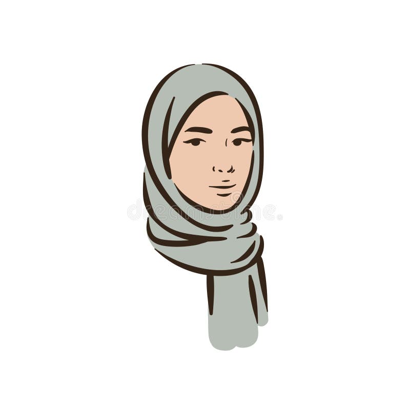 Muslim Arabic Islam Woman in Hijab and Abaya Portrait Stock Vector ...