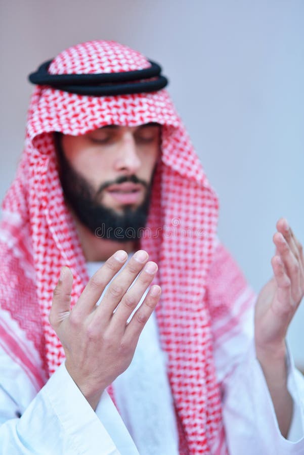 Muslim Arabic man praying. Male, grandfather.