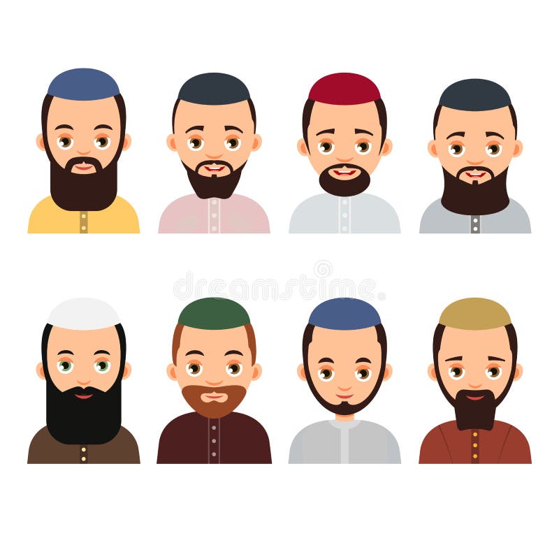 Muslim Avatar. Set Muslim or Arab Man Avatars Stock Vector - Illustration  of arabic, adult: 113072710