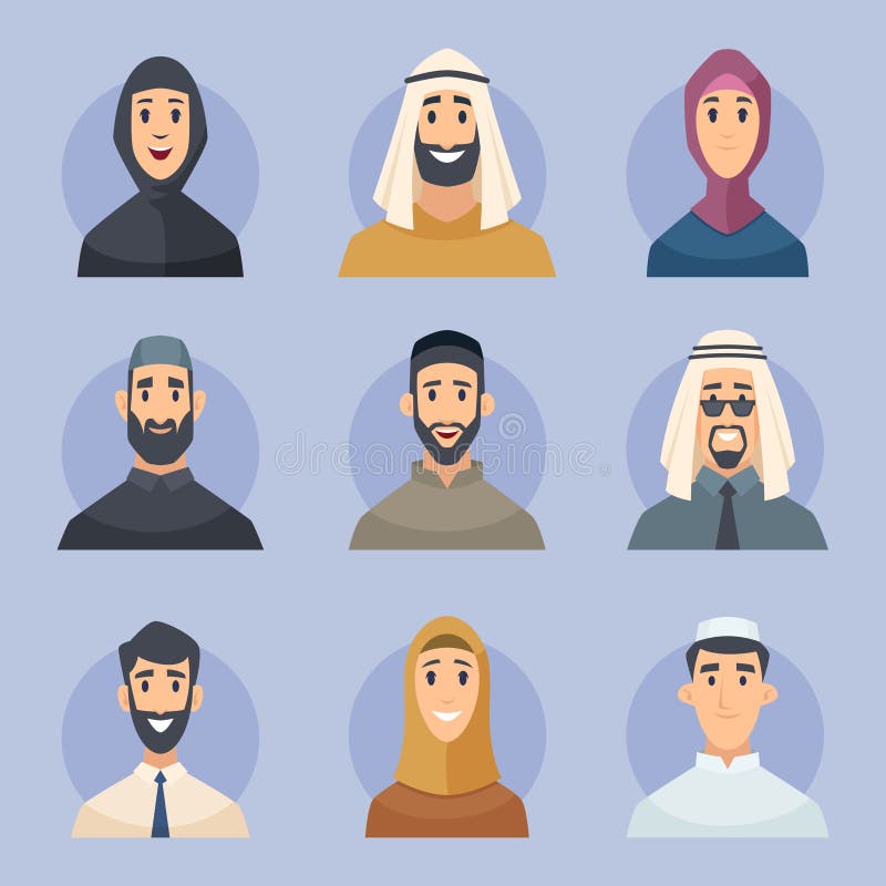 Flat Icon Avatar Bundle: Middle Eastern People