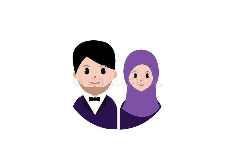 Muslim Couple Cartoon Avatar. Stock Vector - Illustration of arrow,  elegant: 109488120