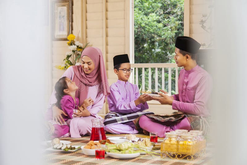 Muslim family feasting during the Eid celebration