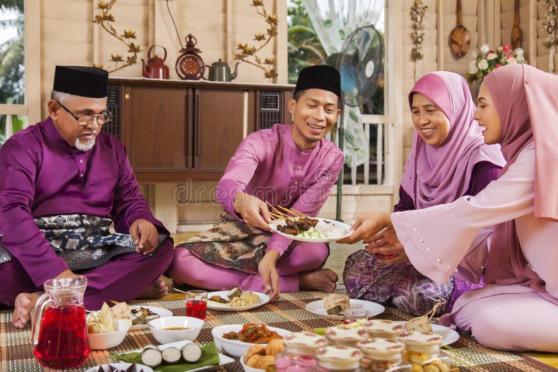 Muslim family feasting during the Eid celebration