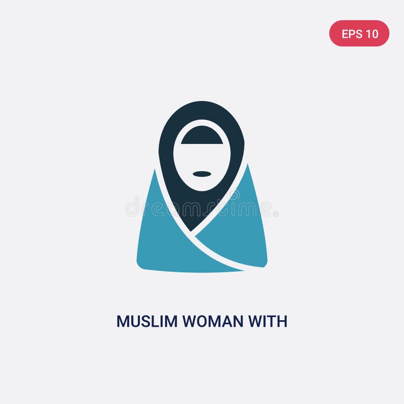Muslim kvinna för två färg med hijabvektorsymbolen från annat begrepp den isolerade blåa muslim kvinnan med symbol för hijabvekto stock illustrationer Muslim kvinna för två färg med hijabvektorsymbolen från annat begrepp den isolerade blåa muslim kvinnan med symbol för hijabvekto stock illustrationer