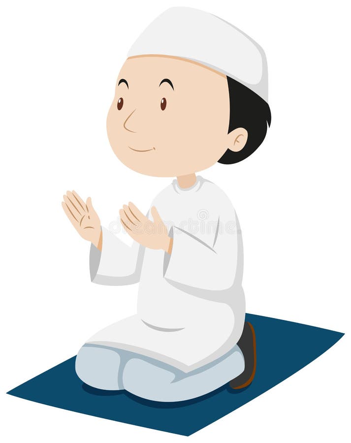 Muslim man praying on the mat. 