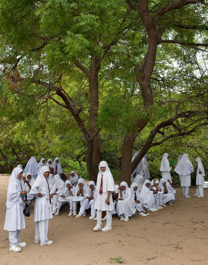 Muslim moslem school kids with headscain Sri Lanka royalty free stock images Muslim moslem school kids with headscain Sri Lanka royalty free stock images